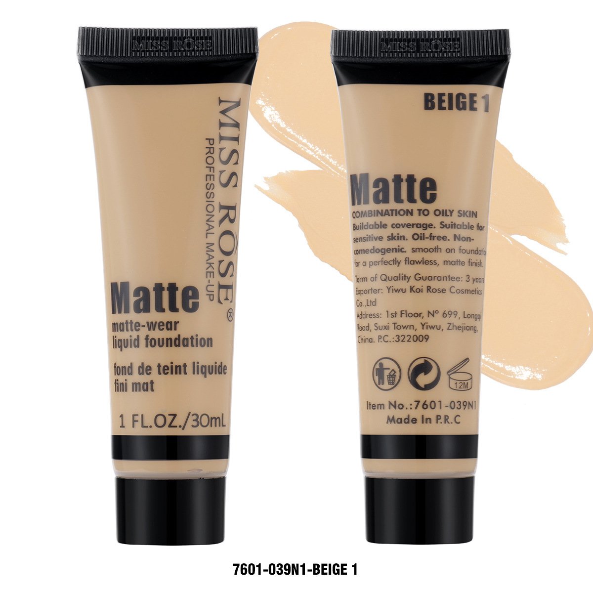 Miss Rose Matte Foundation Beige 1