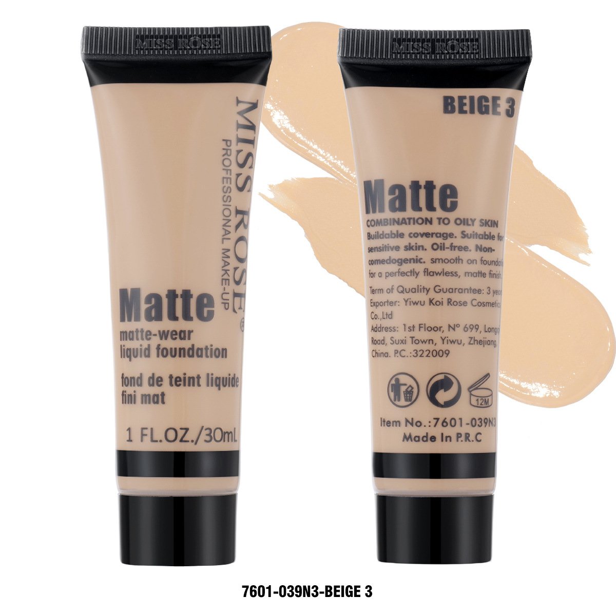Miss Rose Matte Foundation Beige 3