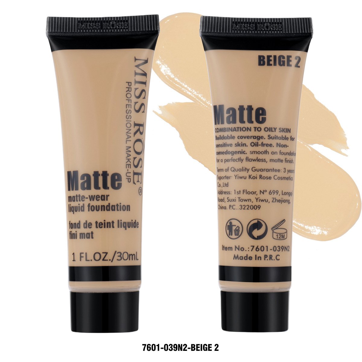 Miss Rose Matte Foundation Beige 2